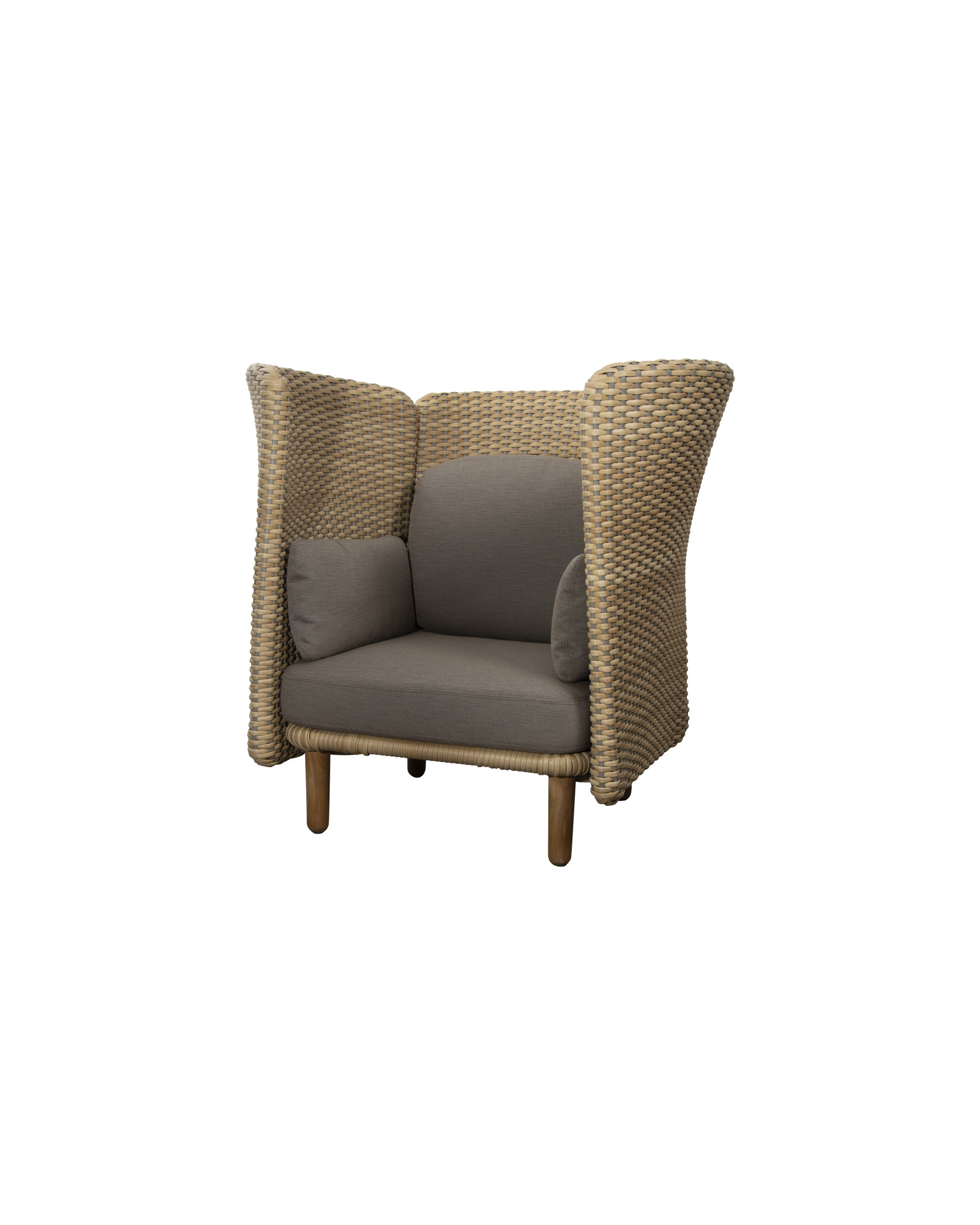 Cane-line Arch outdoor lounge chair in natural Soft Rope with high curved back