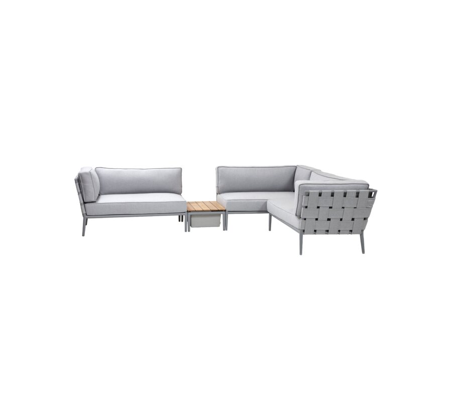 Conic modular corner sofa with box table