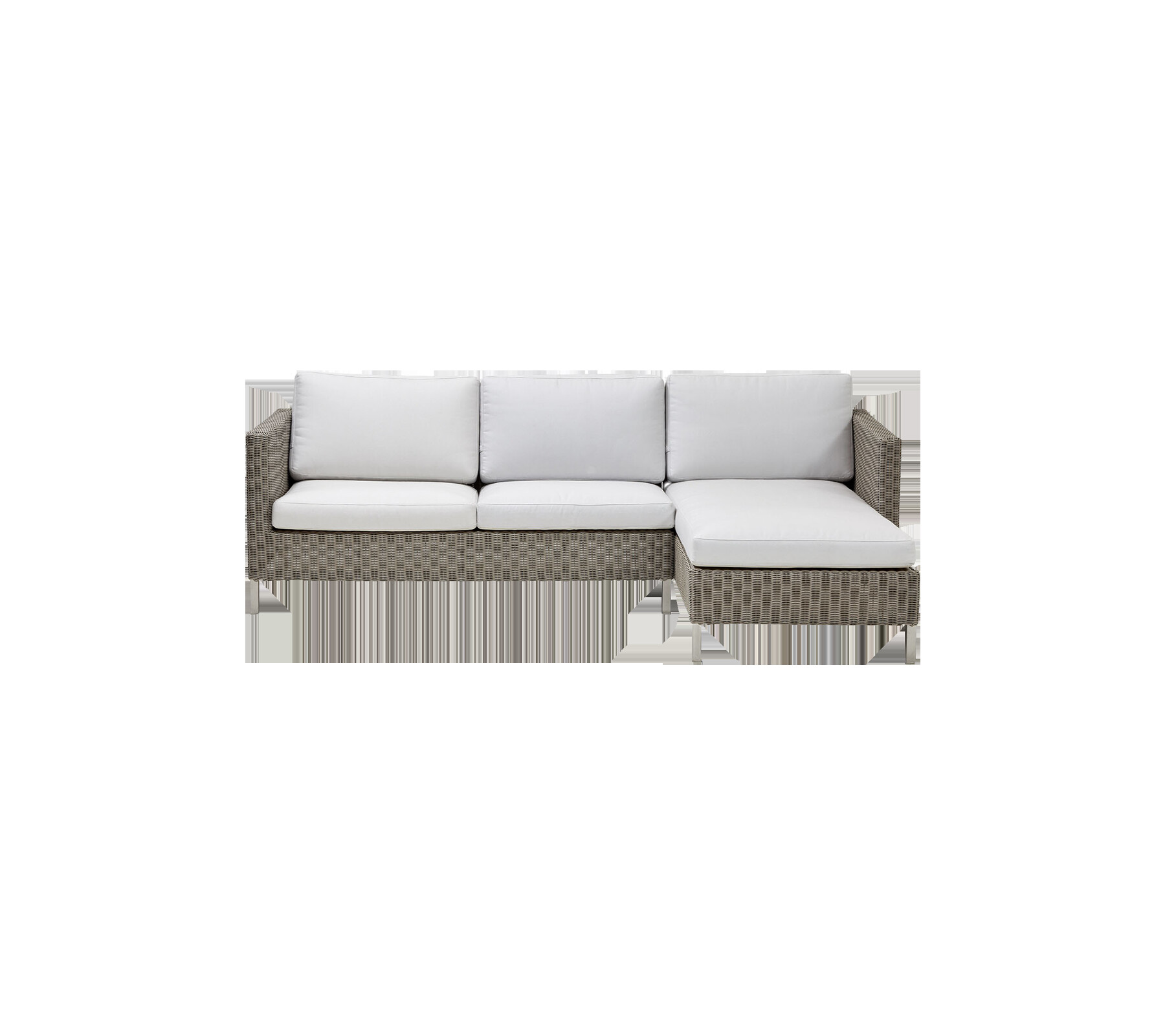 Cane-line Connect modular corner sofa with white cushions