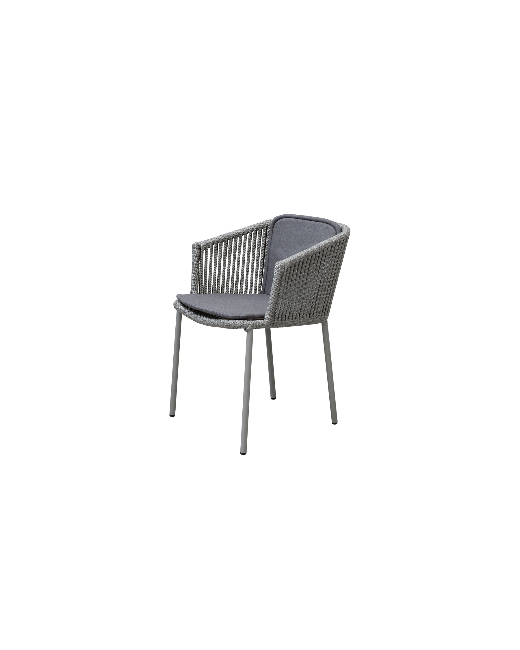 Cane-line Moments outdoor dining chair in grey Soft Rope on a steel frame