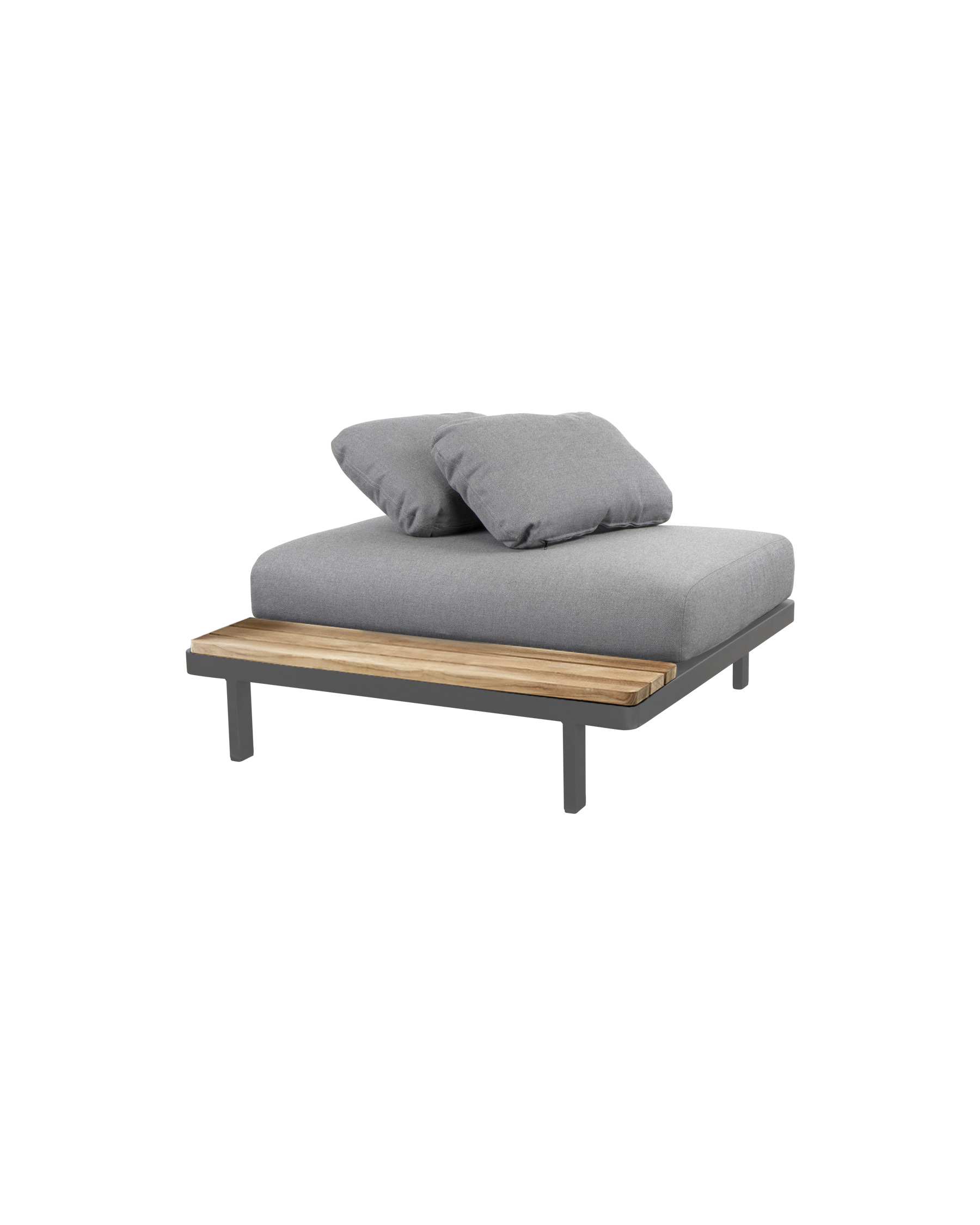 Cane-line Space single seat module in light grey with a teak side shelf