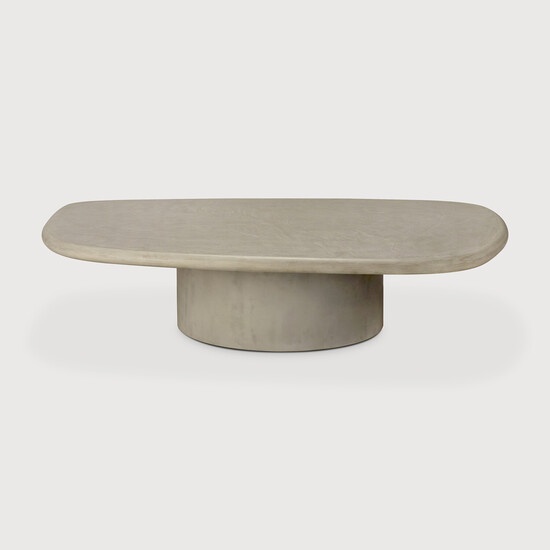 Elements outdoor coffee table, pebble shape, Light Gray concrete