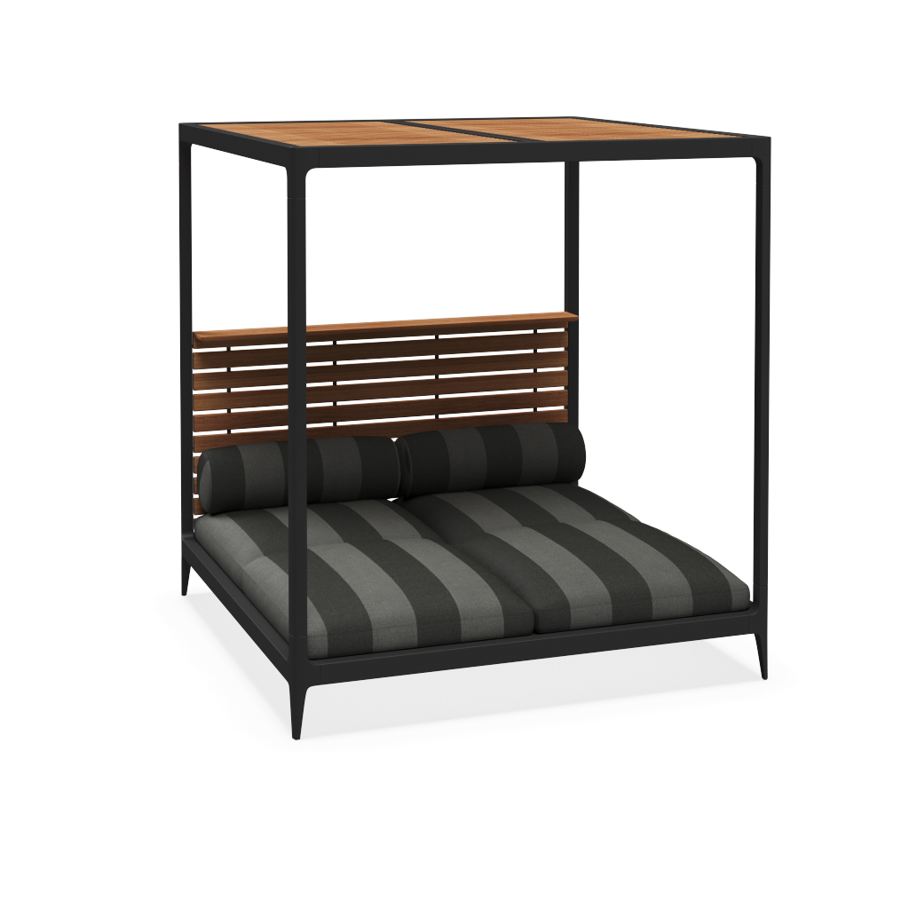 Grid CabanaDaybed with Teak Back & Roof