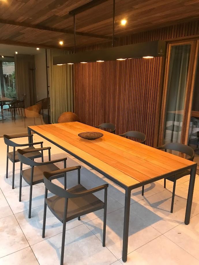 Beem above outdoor dining table