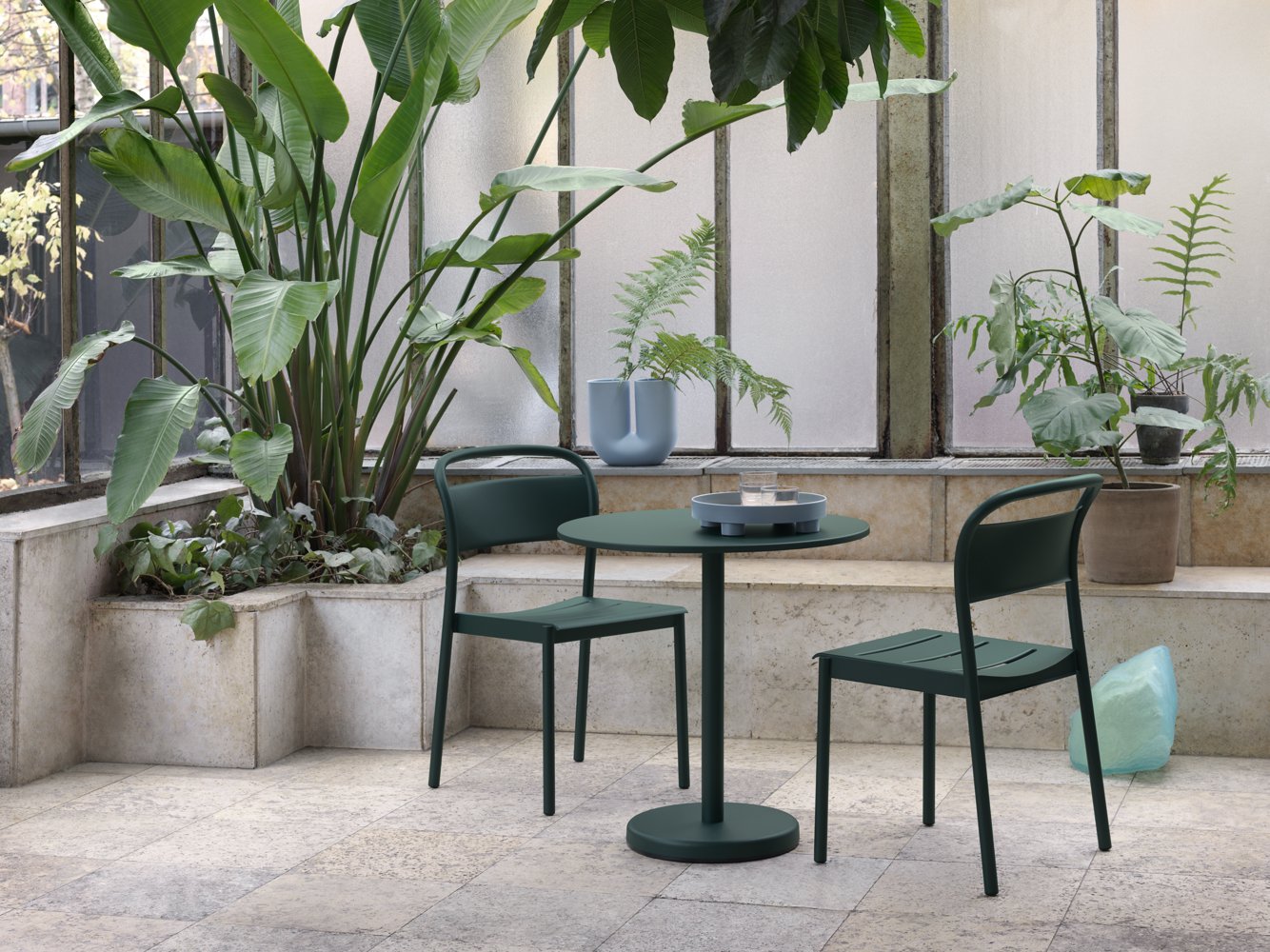 Linear Steel Coffee Table, Dark Green