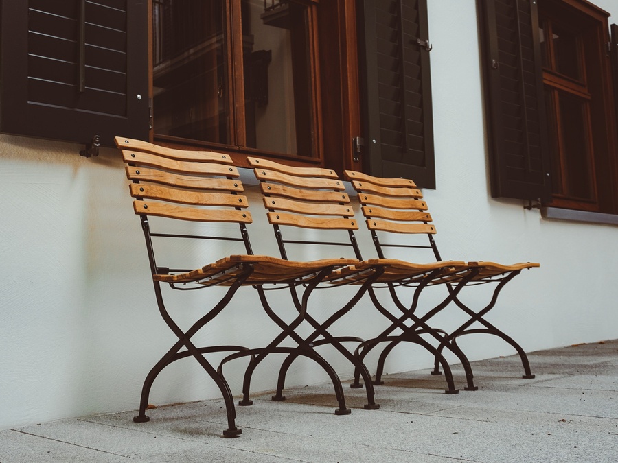 Classic chairs and tables hotel terrace