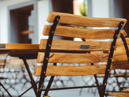 Classic chairs in a beer-garden arrangement