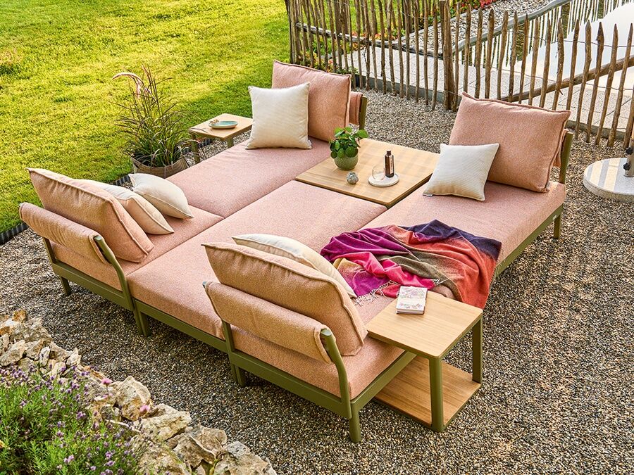 Minu Perlgruen seating group with Icecream cushions